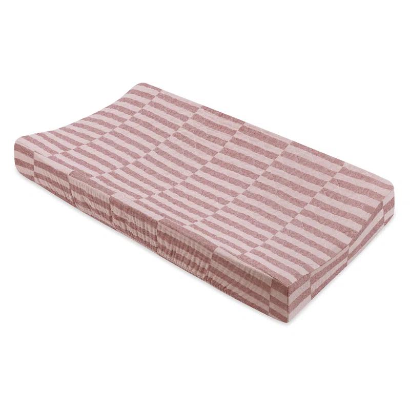 babyletto Maroon Stripe Quilted Muslin Changing Pad Cover