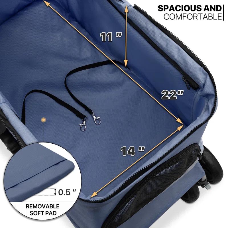 Folding Pet Stroller, Foldable Dog Jogger Stroller with Detachable Carrier, Basket and Cup Holder