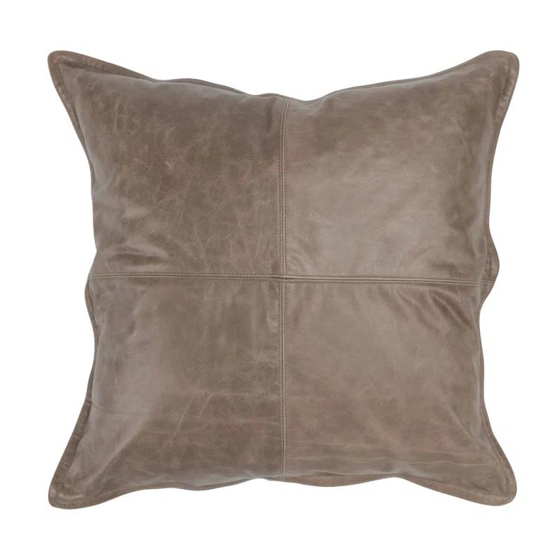 ZeaZu 22" X 22" Taupe Leather Zippered Pillow