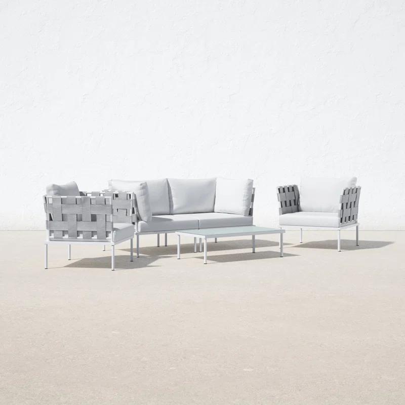 Modway Harmony 5 Piece Outdoor Patio Aluminum Sectional Sofa Set