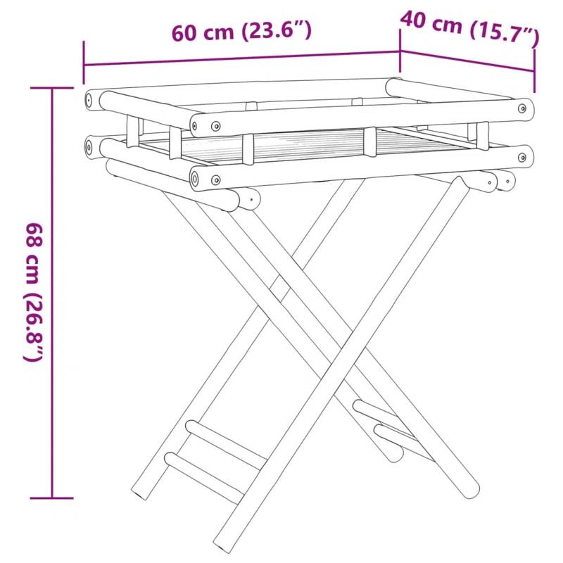 VidaXL Vidaxl Folding Tray Table 23.6"X15.7"X26.8" Bamboo
