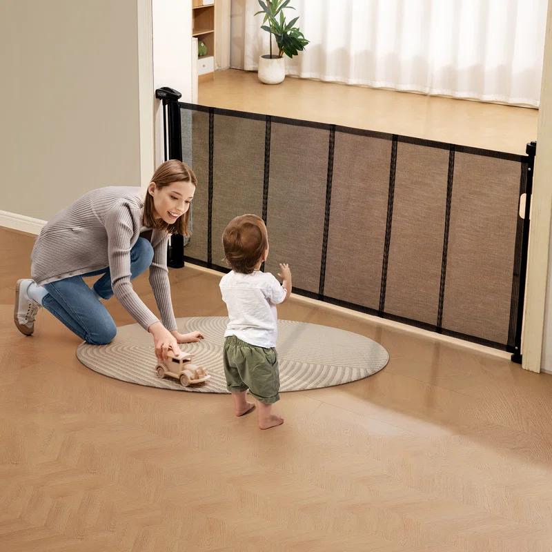 VEVOR VEVOR Retractable Gate Black Plastic Wall Mounted Pet Gate
