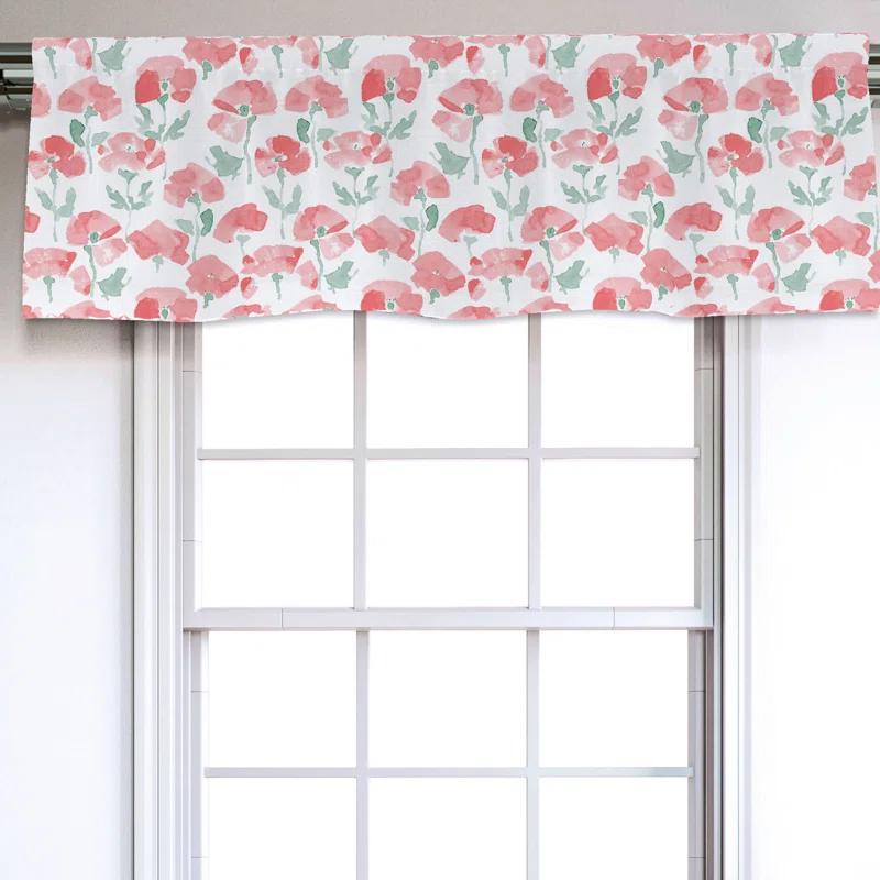 Ambesonne Sateen Floral Ruffled Window Valance