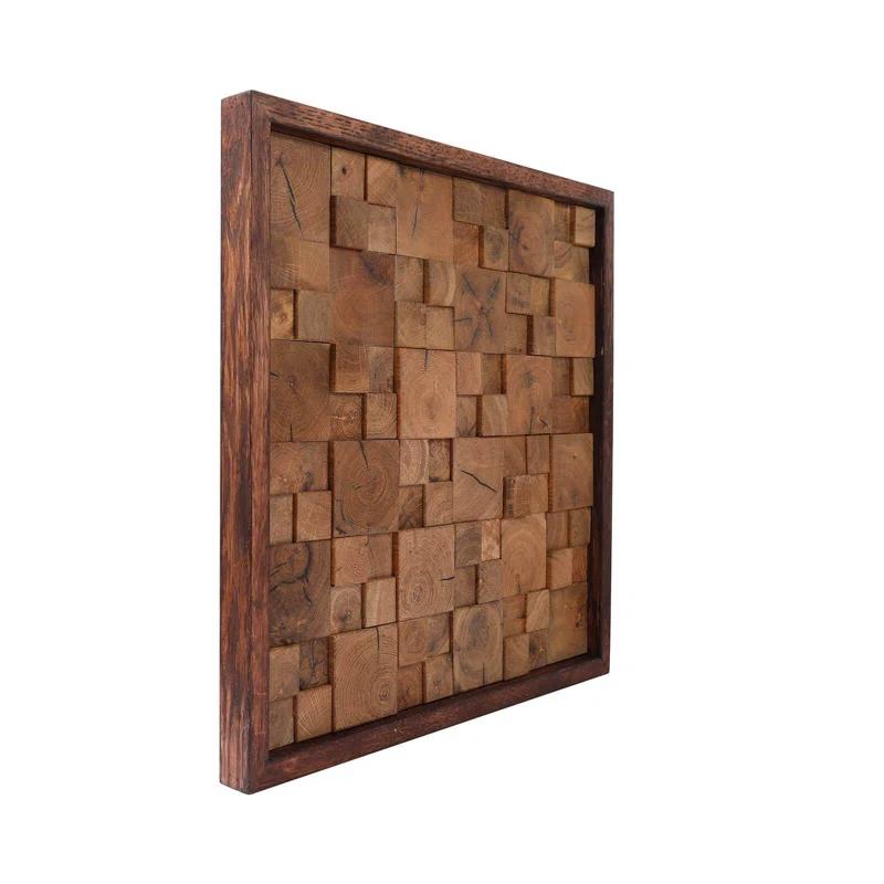 Rustic Abstract Wall Decor on Solid Wood