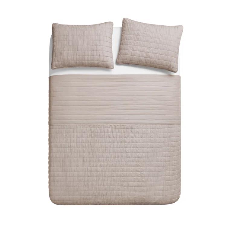 Swift Home Ultra Soft Crinkle Washed Microfiber 3-Piece Quilt Set