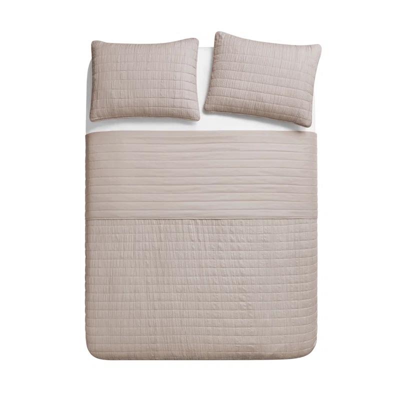 Swift Home Ultra Soft Crinkle Washed Microfiber 3-Piece Quilt Set