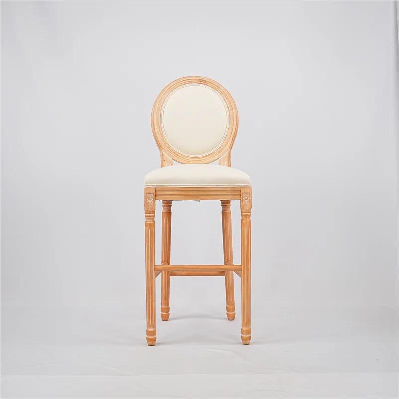 Rosdorf Park French Country Wooden Barstools  With Upholstered Seating , Beige and Natural,set of 2