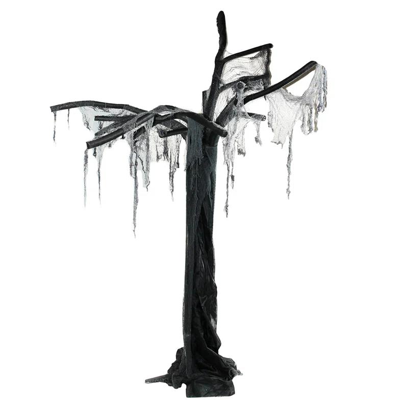 Northlight Seasonal 7.5' Black and Gray Spooky Standing Ghost Tree Halloween Decoration