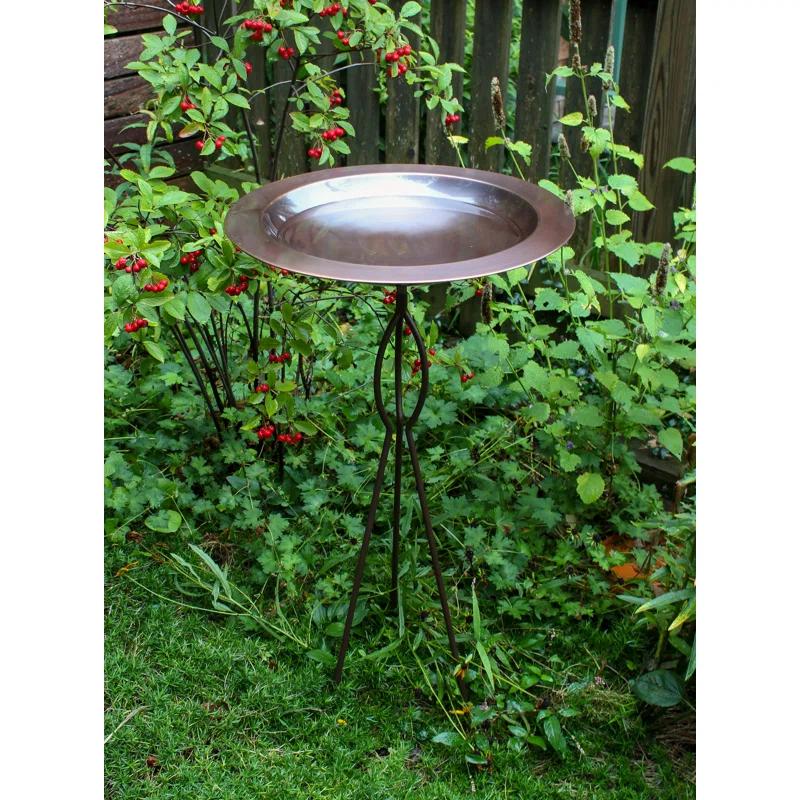 18" Classic Copper Birdbath with Tripod Stake
