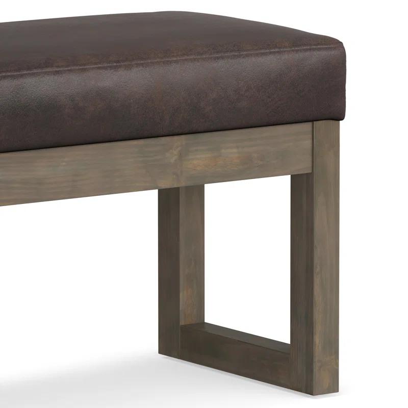 Simpli Home Milltown Ottoman Bench with Upholstered Seat and Solid Wood Frame