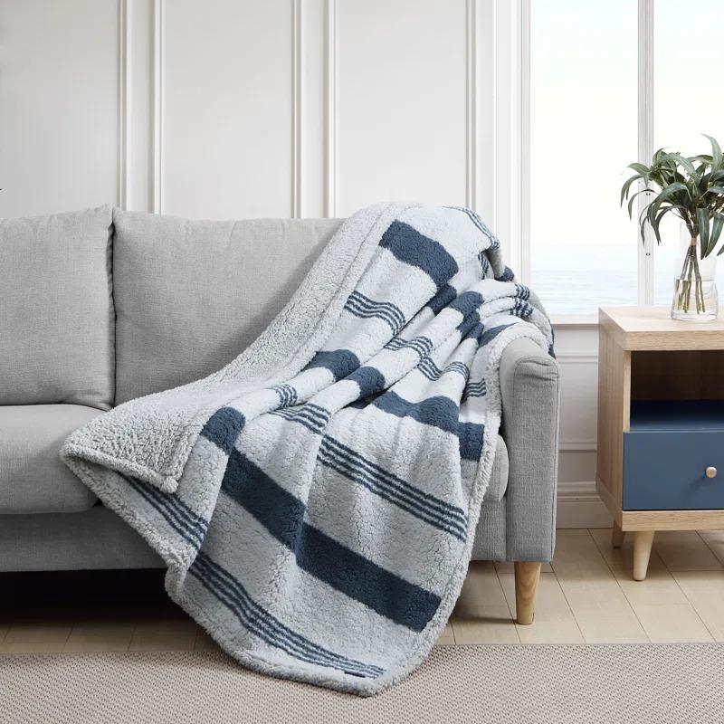Nautica Tideway Nautica Printed Faux Shearling Throw Blanket
