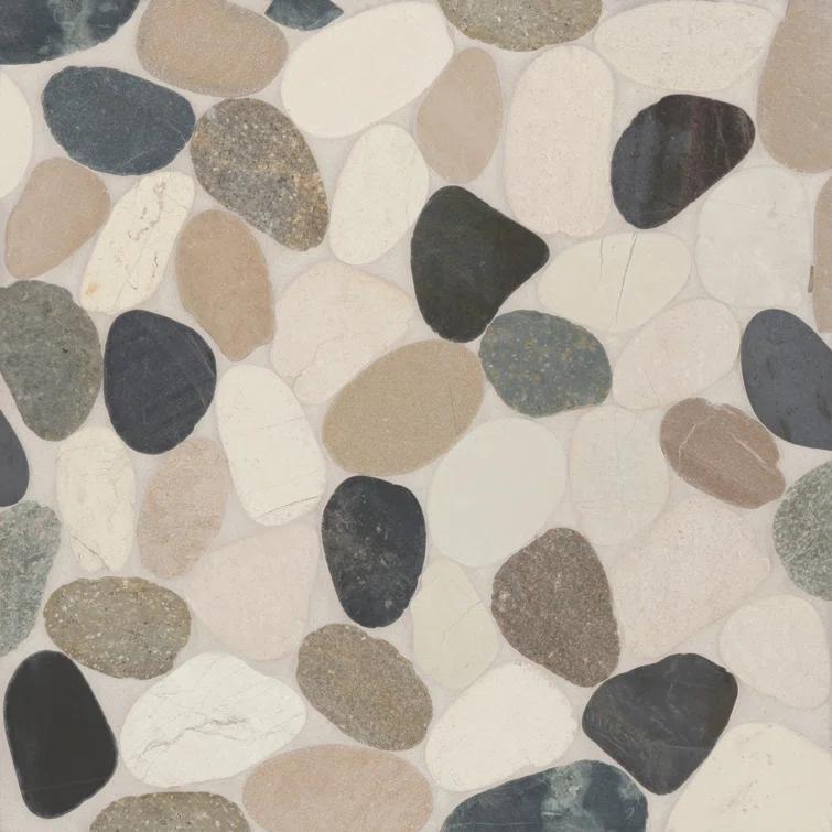 Bedrosians Waterbrook 12" x 12" Natural Stone Pebbles Wall & Floor Tile in Malaga Bay