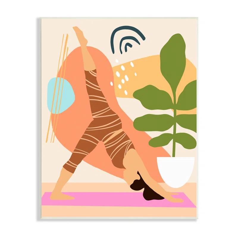 Stupell Industries " Bold Abstract Shapes Yoga Fitness Person Houseplant " by Annie Warren