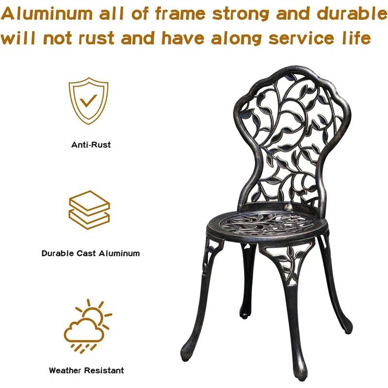 Fleur De Lis Living Patio Bistro Set.Rust-Resistant Cast Alumin...