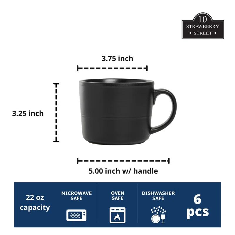 Ten Strawberry Street Double Line 3.75"/12 Oz Mug, Set Of 6 (Set of 6)
