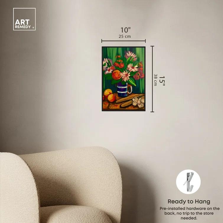 Art Remedy Floral Vase and Fruits