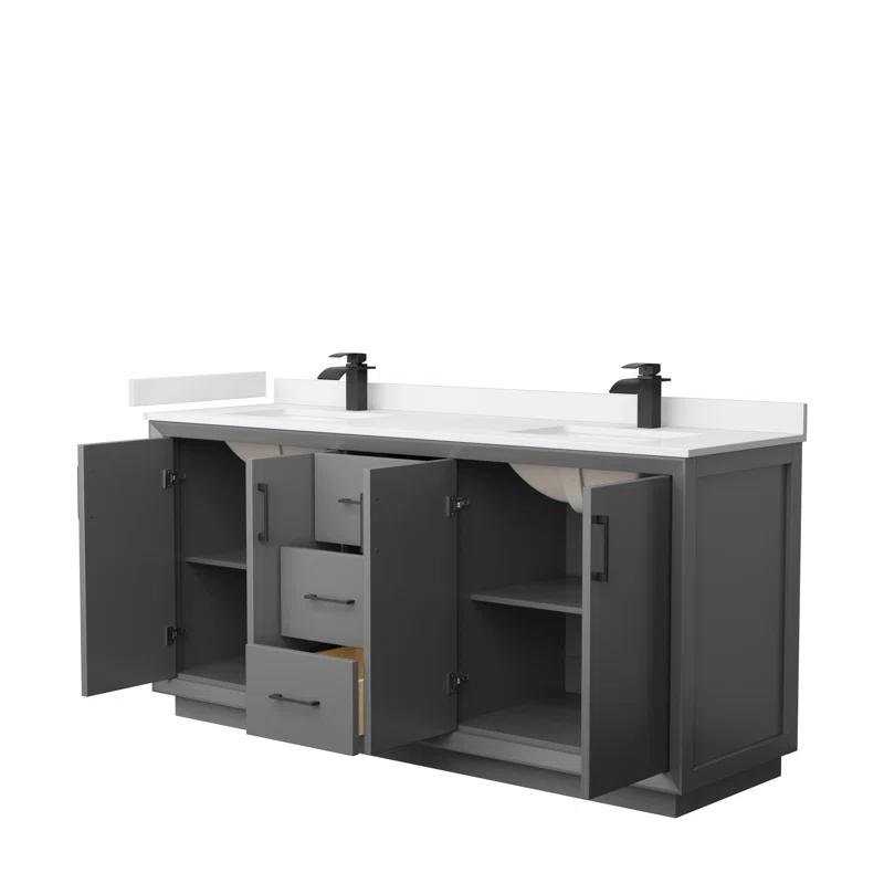 Wyndham Collection 72'' Double Bathroom Vanity with Cultured Marble Top