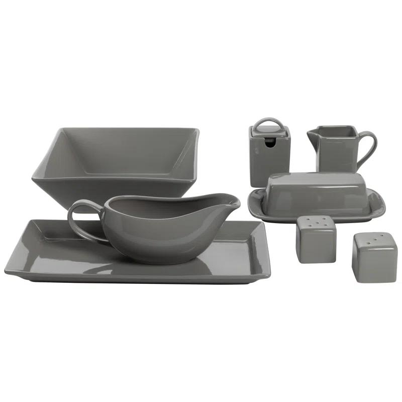Ten Strawberry Street Nova Square Stoneware 38 Piece Dinnerware Set, Service for 6