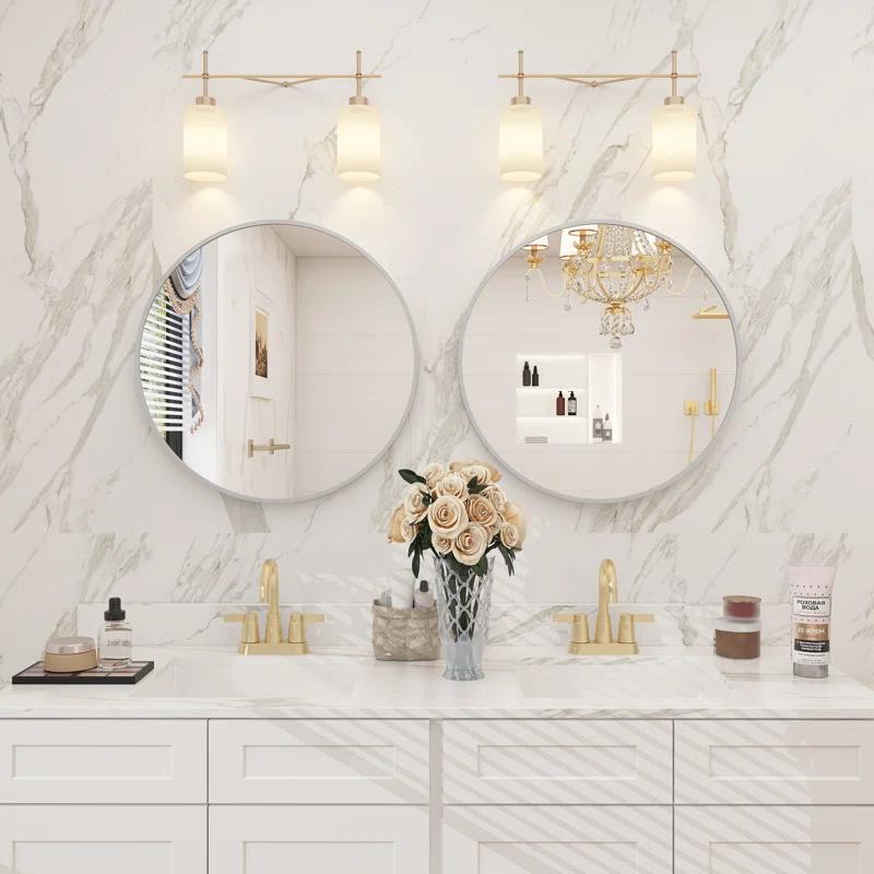 Amara Round High Quality Aluminum Alloy Framed French Cleat Mounted Wall Decor Bathroom Vanity Mirror with 5-Year Warranty