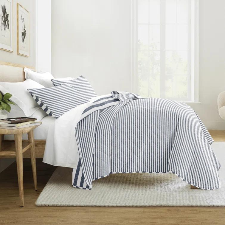 Becky Cameron Quilt Set- Lightweight - All Season Coastal Stripe Bedding