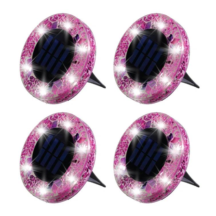 Bell + Howell Bell+howell Disk Lights Solar Ground Lights Mosaic Wireless Auto On/off Solar Pathway Garden Outdoor Lighting With 6 Led Bulbs For Lawn, Patio, Garden, Yard, Pathways Waterproof, 4 Pack - Blue & Reviews | Wayfair