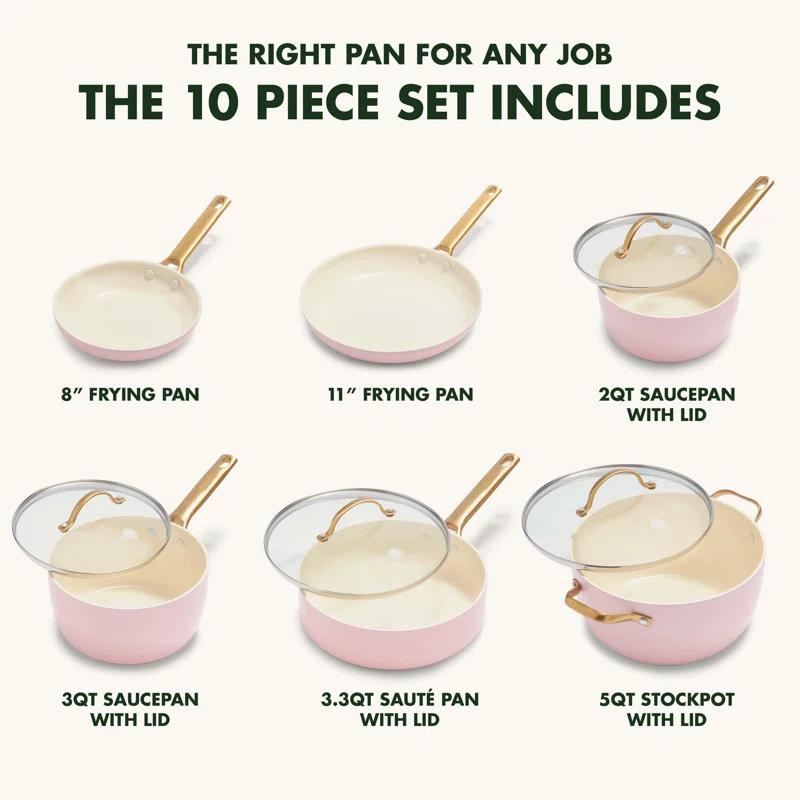 GreenPan Reserve Hard Anodized Healthy Ceramic Nonstick 10 Piece Cookware Set
