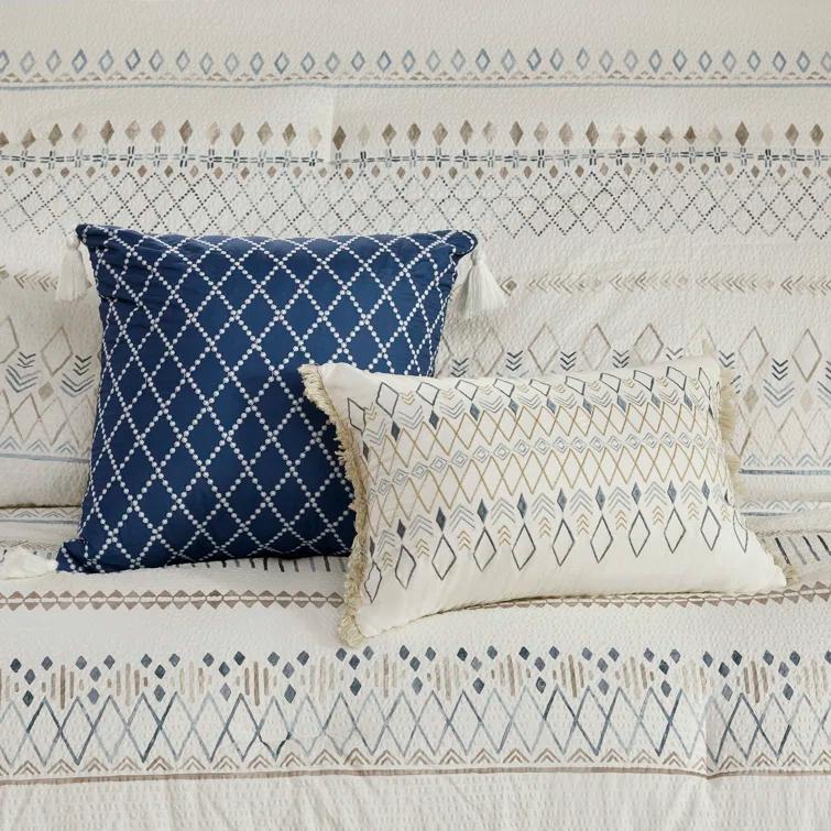 Madison Park Fraser 5 Piece Printed Seersucker Comforter Set with Throw Pillows & Reviews | Wayfair