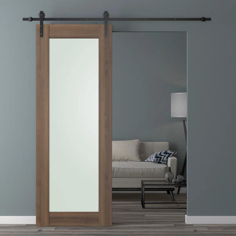 Belldinni Avon 207 Solid Manufactured Wood and Glass Paneled Prefinished Barn Door with Installation Hardware Kit