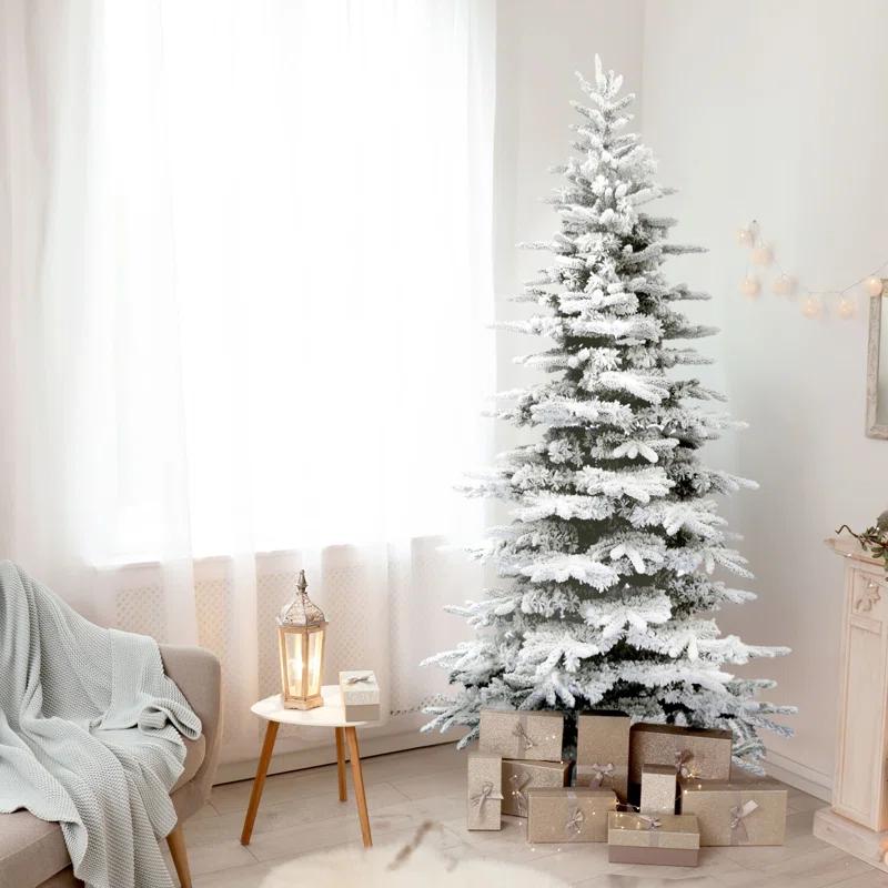 Fraser Hill Farm Unlit Snow Flocked Pine Valley Flocked Christmas Tree & Reviews | Wayfair