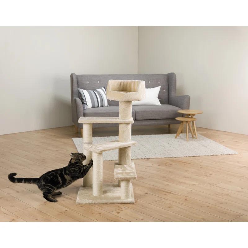 TRIXIE Tulia Senior 40.2" Cat Tower, 4-Level Cat Tree, Sisal Scratching Posts, Plush Platforms, Top Platform Bed