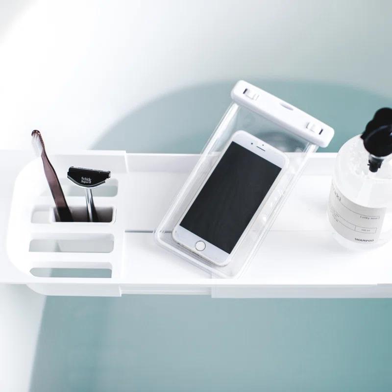 Yamazaki Home Tower Yamazaki Home Expandable Bathtub Caddy - Bathroom Tray Table Holder, 1.77" Height