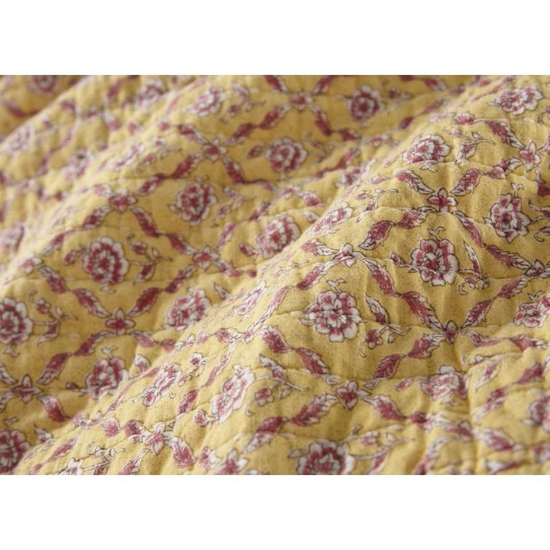 Chezmoi Collection Beige/Red Cotton Reversible Quilt Set
