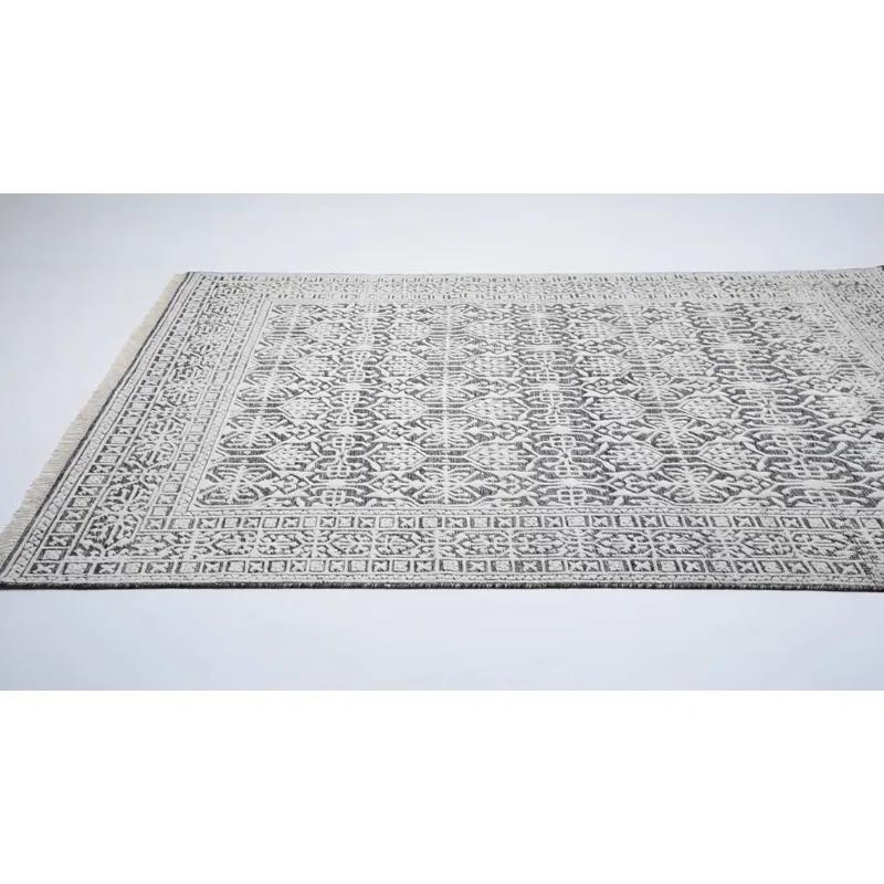 Elegant Hand-Knotted Wool-Viscose Blend Gray Area Rug, 9' x 12'