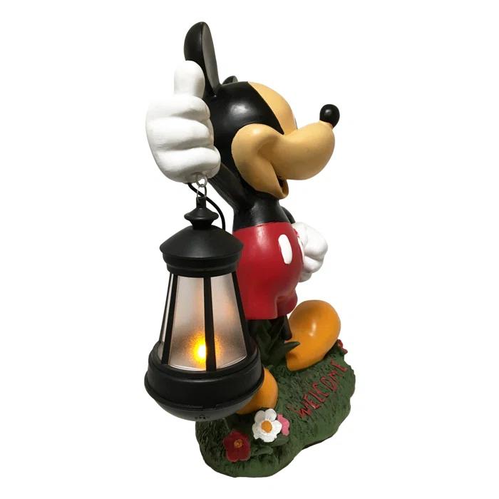 Back Yard Glory BACKYARD GLORY Disney Mickey Mouse Solar LED Lighted Lantern Everyday Outdoor Garden Statue, 12 inches Tall, Officially Licensed Disney Product