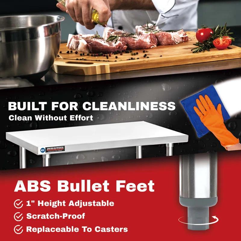 30 x 24 Inch Commercial Stainless Steel Workbench Table with Adjustable Under Shelf - NSF Certified