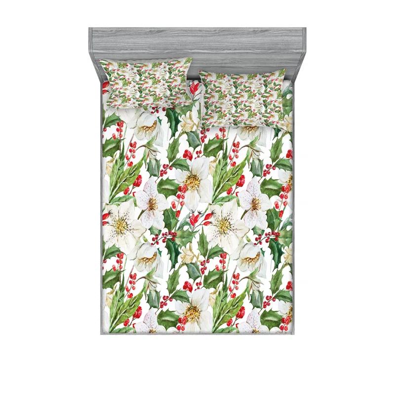 Ambesonne Nordic Fitted Sheet & Pillow Sham , Black White | Wayfair