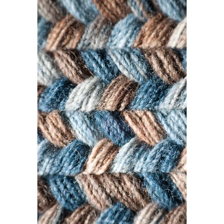 Highland Dunes Oyola Wool Reversible Area Rug - Blue Brown
