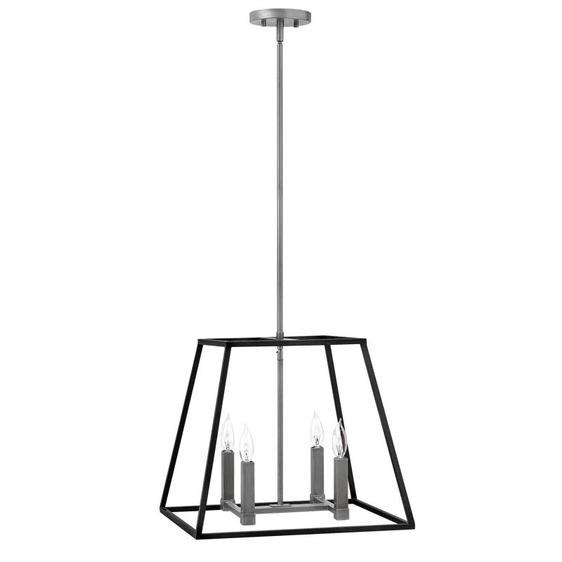 Hinkley Burley Oak 4 - Light Lantern Geometric Chandelier