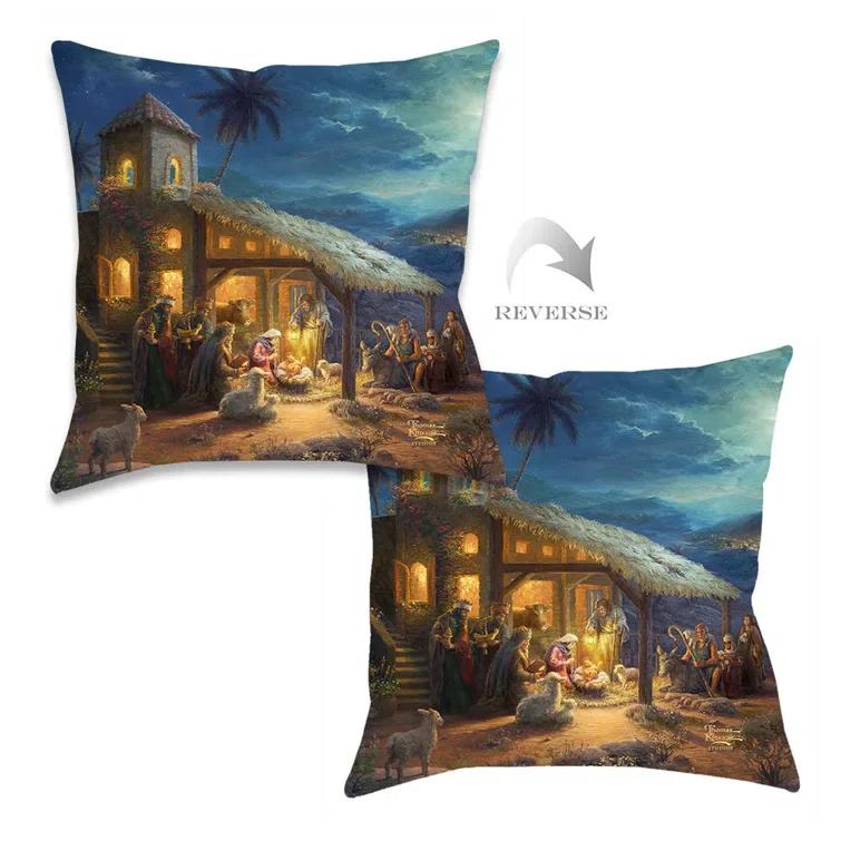 Laural Home Thomas Kinkade The Nativity Indoor Decorative Pillow