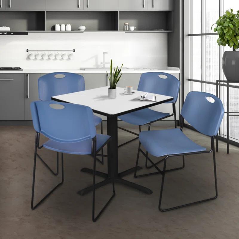 Regency Regency Cain Square X-Base Breakroom Table & 4 Zeng Stack Chairs