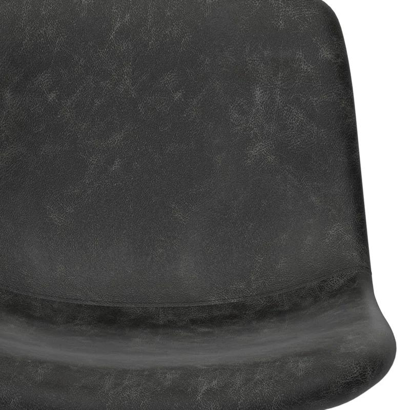 Simpli Home Jolie Upholstered Vegan Faux Leather Contemporary Counter Stool with Padded Bucket Seat and Footrest (Set of 2)