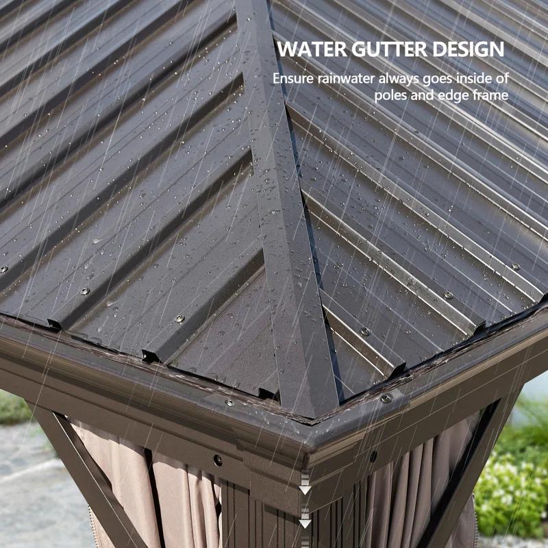 Peak Home Furnishings Hardtop Aluminum Patio Gazebo