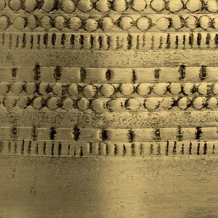 Bungalow Rose Johnsen 15"W Metal Industrial Boho Tribal Pattern Drum End Table with Textured Finish, Assembled