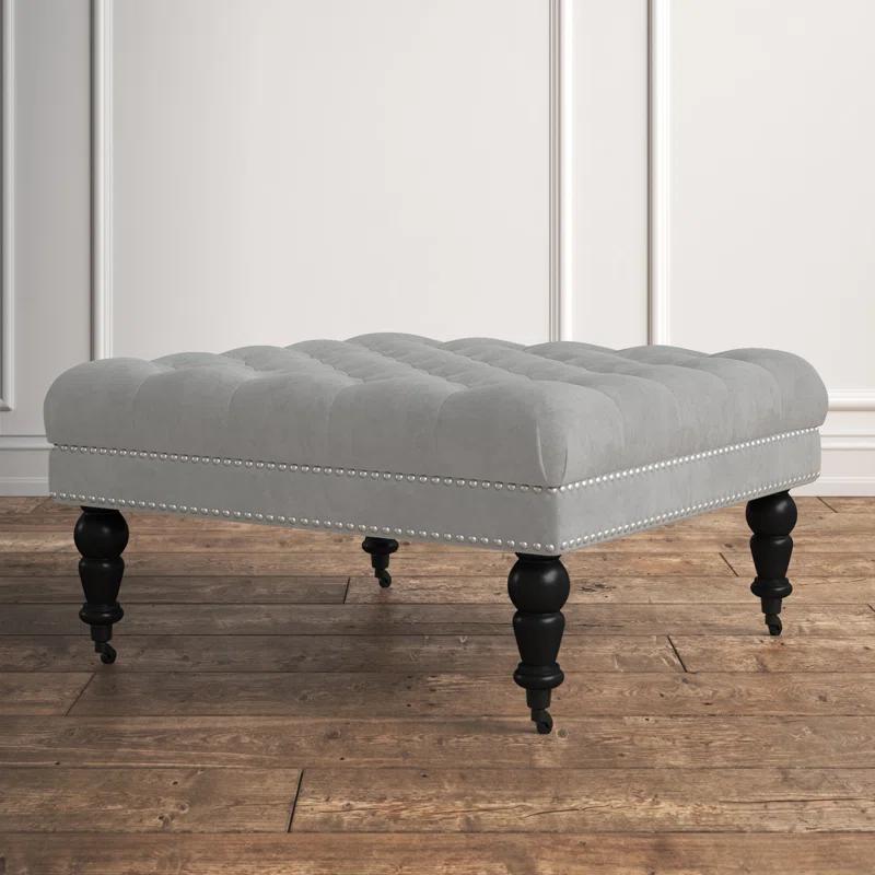 Kelly Clarkson Home Landis 35" Nailhead Trim Tufted Upholstered Ottoman