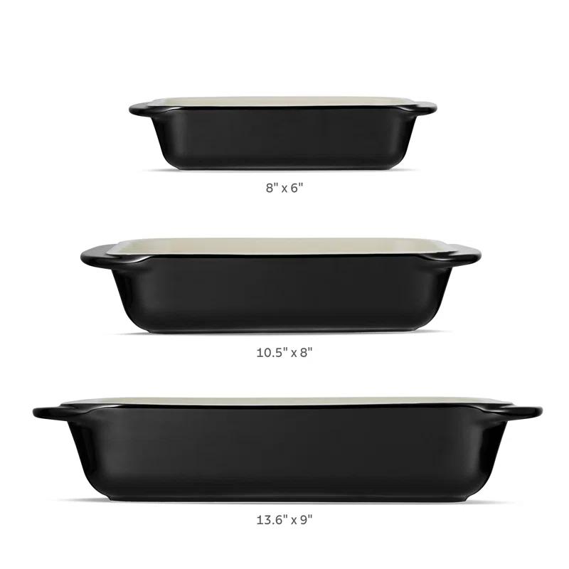Tramontina Tramontina Mae 3-piece Ceramic Porcelain Baking Pans Set, Non Stick Casserole Dishes For Oven, Rectangular Bakeware For Lasagna, Cakes And Loafs