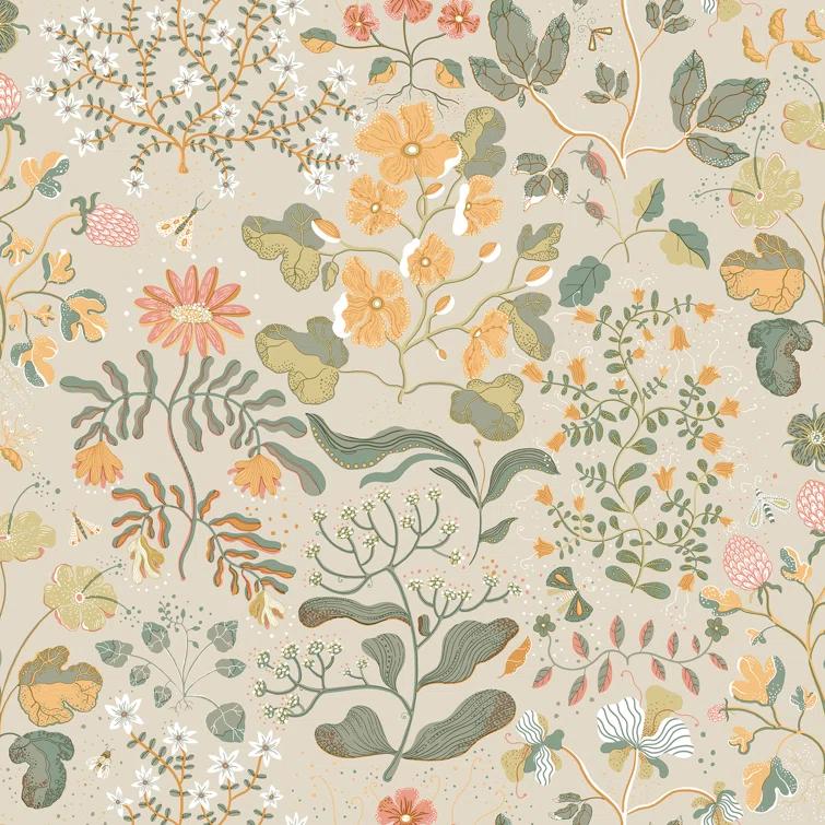 A-Street Prints 57.5-Sq. Feet Orange Non-woven Ivy/Vines Unpasted Wallpaper