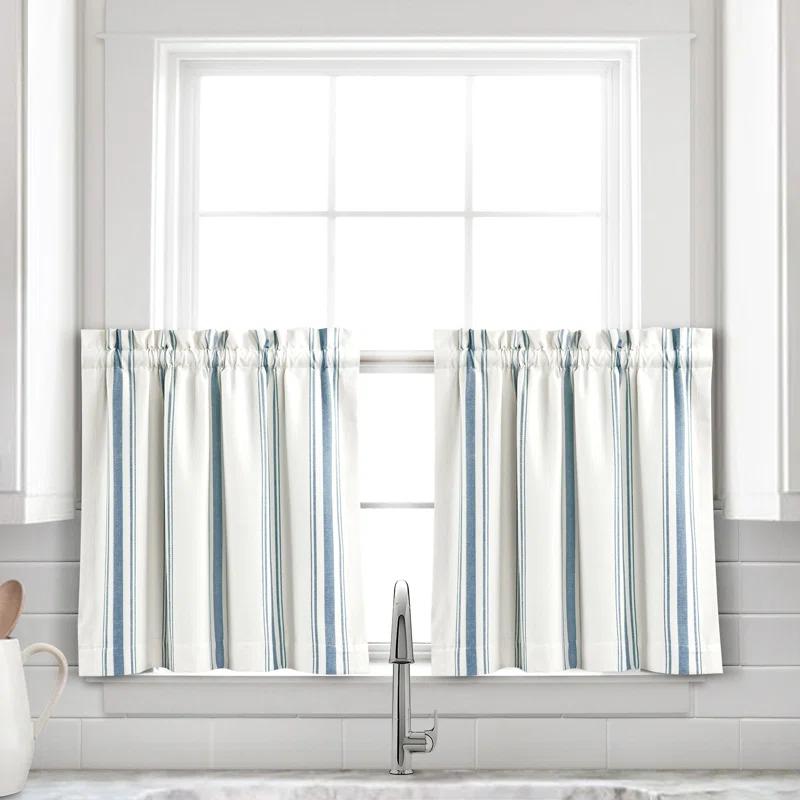 Farmhouse Stripe Striped Ruffled 52'' W Window Valance