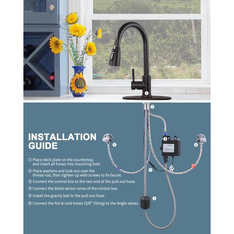 ARCORA ARCORA Stainless Steel  Single Handle Pull-Down Sprayer Kitchen Faucet Set with Touchless Sensor AR7100301RB-DC