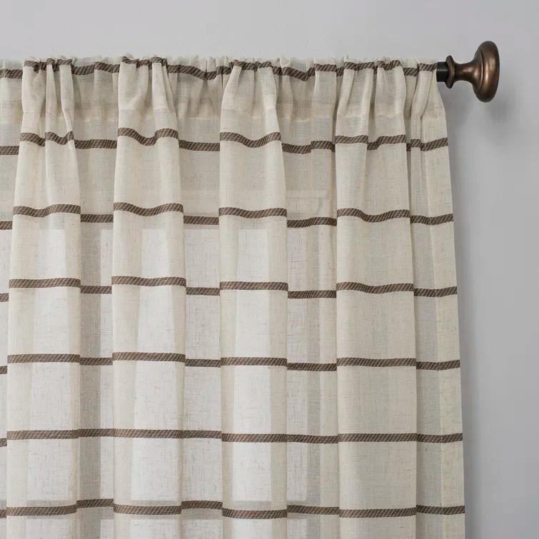 Clean Window Clean Window Aso Twill Stripe Anti-Dust Linen Blend Sheer Curtain Panel