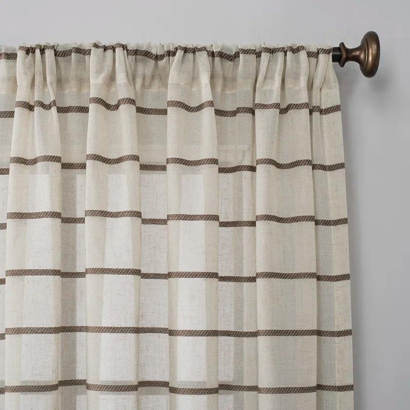 Clean Window Clean Window Aso Twill Stripe Anti-Dust Linen Blend Sheer Curtain Panel
